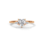 Heart and Pear-Shaped Lab-Grown Diamond Three-Stone Engagement Ring in Rose Gold