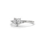 Heart and Pear-Shaped Lab-Grown Diamond Three-Stone Engagement Ring in White Gold