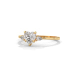 Heart and Pear-Shaped Lab-Grown Diamond Three-Stone Engagement Ring in Yellow Gold