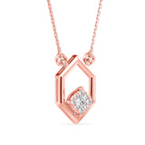 Hexagon Frame Lab-Grown Diamond Cluster Pendant in Rose Gold