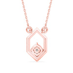 Hexagon Frame Lab-Grown Diamond Cluster Pendant in Rose Gold