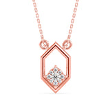Hexagon Frame Lab-Grown Diamond Cluster Pendant in Rose Gold