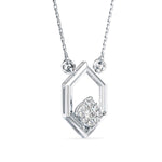 Hexagon Frame Lab-Grown Diamond Cluster Pendant in White Gold