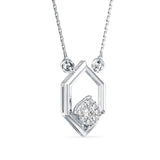 Hexagon Frame Lab-Grown Diamond Cluster Pendant in White Gold