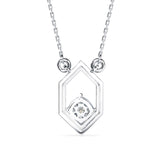 Hexagon Frame Lab-Grown Diamond Cluster Pendant in White Gold