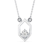 Hexagon Frame Lab-Grown Diamond Cluster Pendant in White Gold