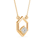 Hexagon Frame Lab-Grown Diamond Cluster Pendant in Yellow Gold