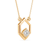Hexagon Frame Lab-Grown Diamond Cluster Pendant in Yellow Gold