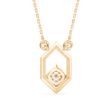 Hexagon Frame Lab-Grown Diamond Cluster Pendant in Yellow Gold