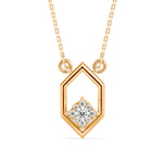 Hexagon Frame Lab-Grown Diamond Cluster Pendant in Yellow Gold