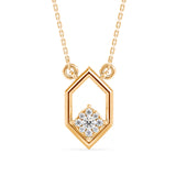 Hexagon Frame Lab-Grown Diamond Cluster Pendant in Yellow Gold