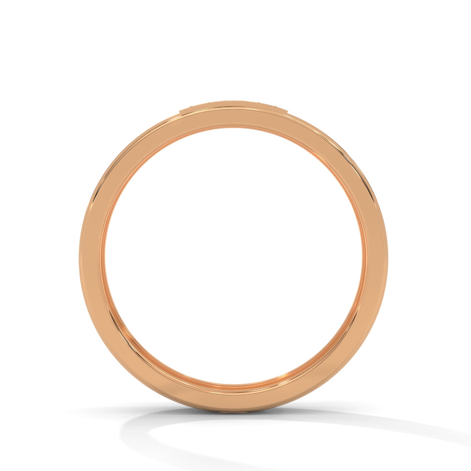 Lab-Grown Diamond Accent Grooved Wedding Ring in Rose Gold