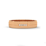 Lab-Grown Diamond Accent Grooved Wedding Ring in Rose Gold