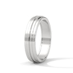 Lab-Grown Diamond Accent Grooved Wedding Ring in White Gold