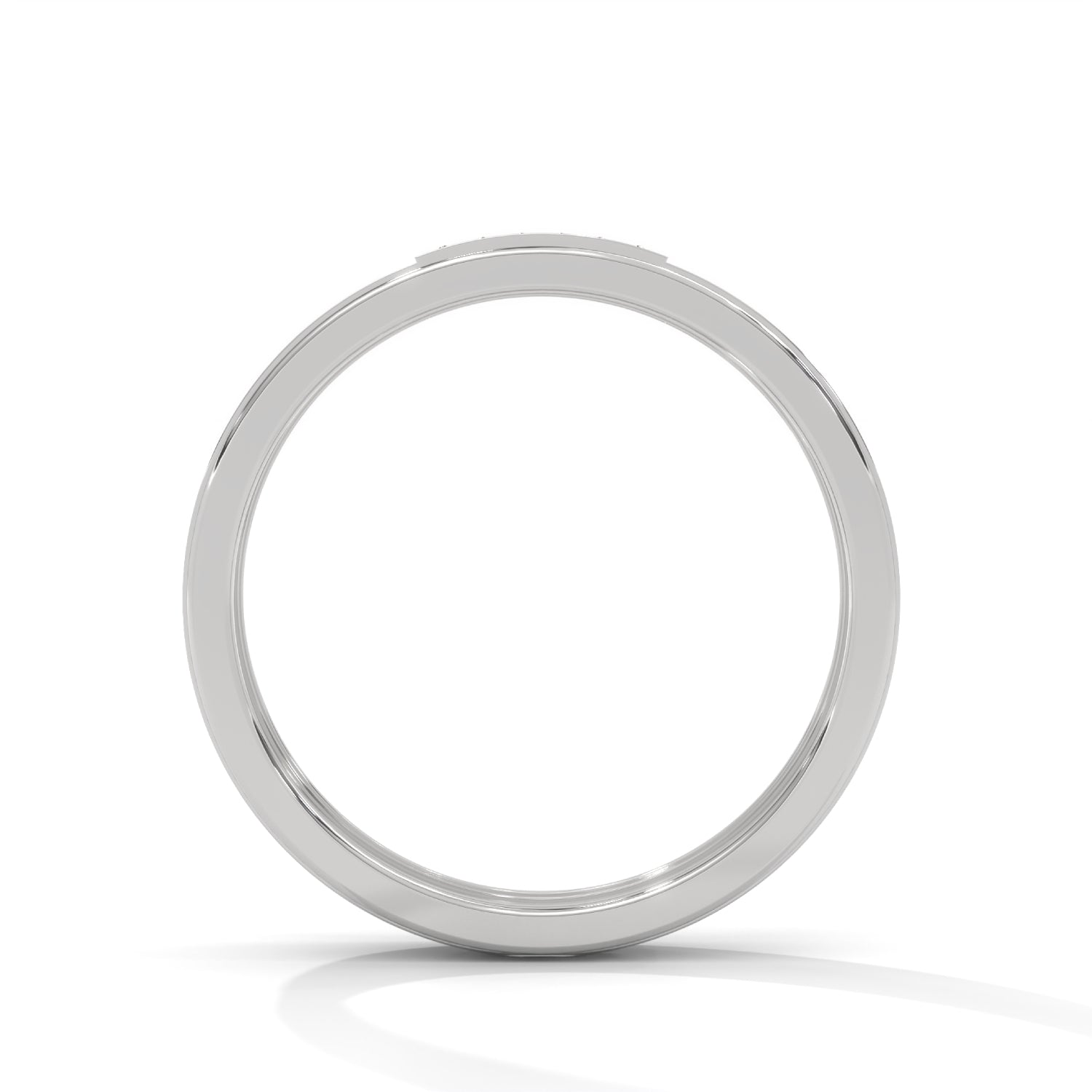 Lab-Grown Diamond Accent Grooved Wedding Ring in White Gold