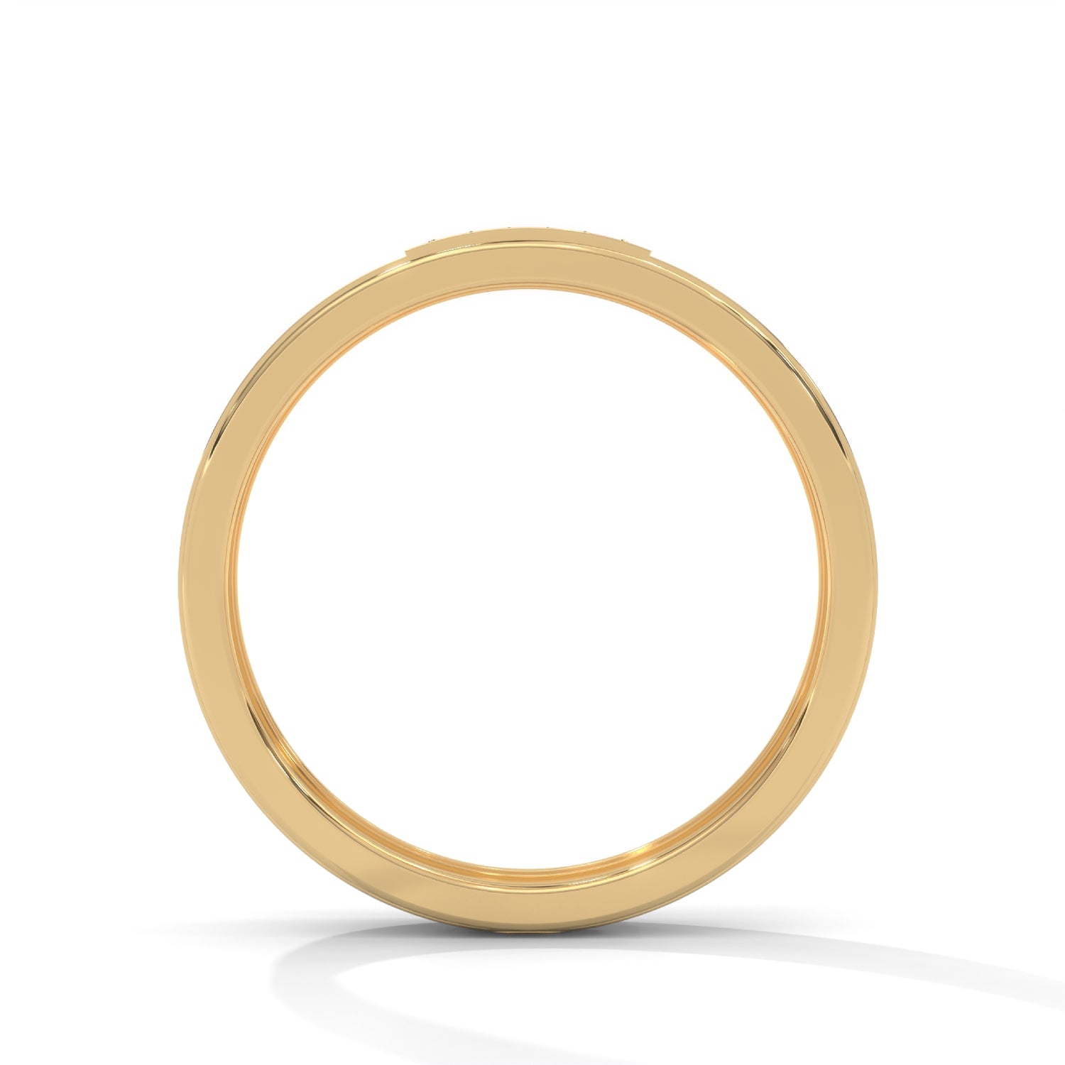 Lab-Grown Diamond Accent Grooved Wedding Ring in Yellow Gold