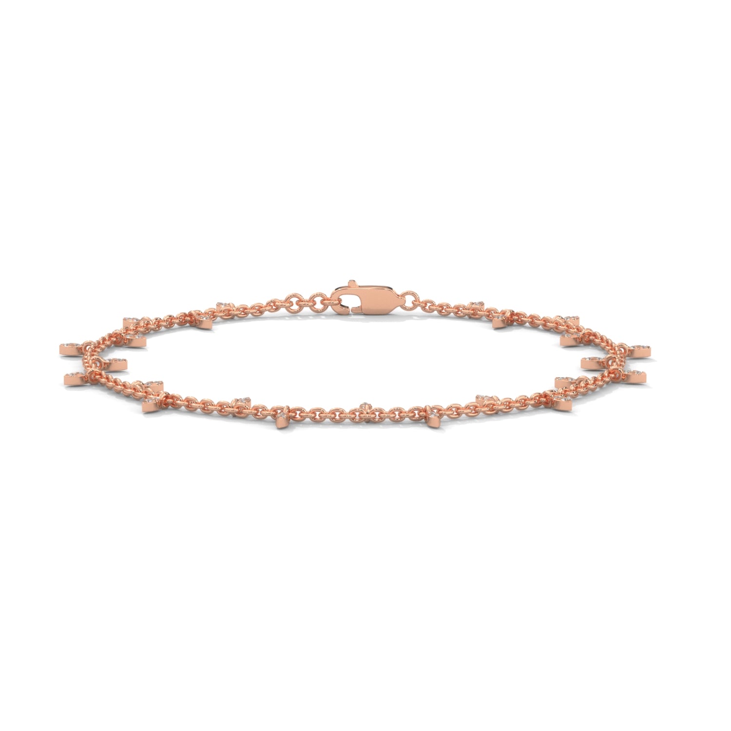 Lab-Grown Diamond Marquise Drop Chain Bracelet in Rose Gold