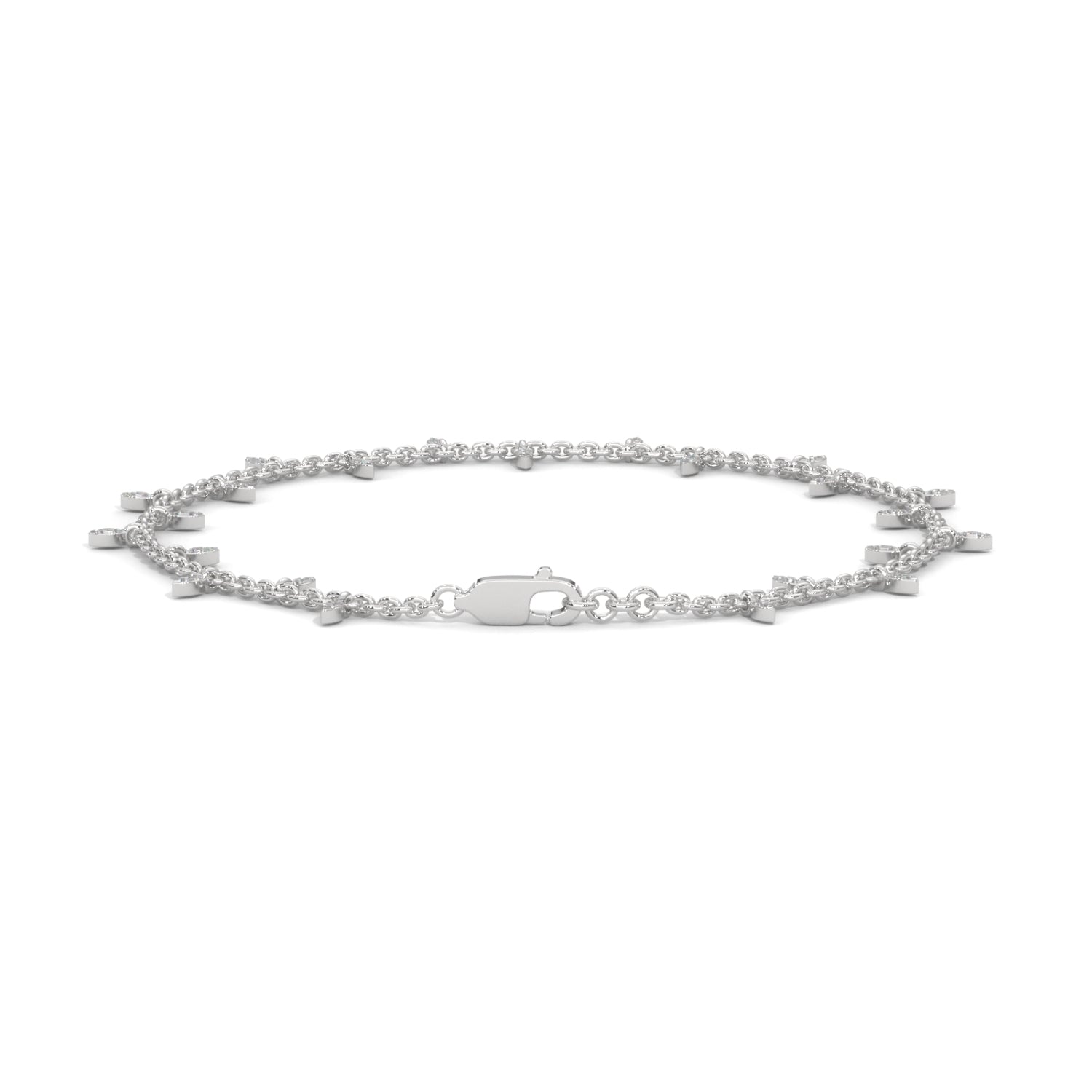 Lab-Grown Diamond Marquise Drop Chain Bracelet in White Gold