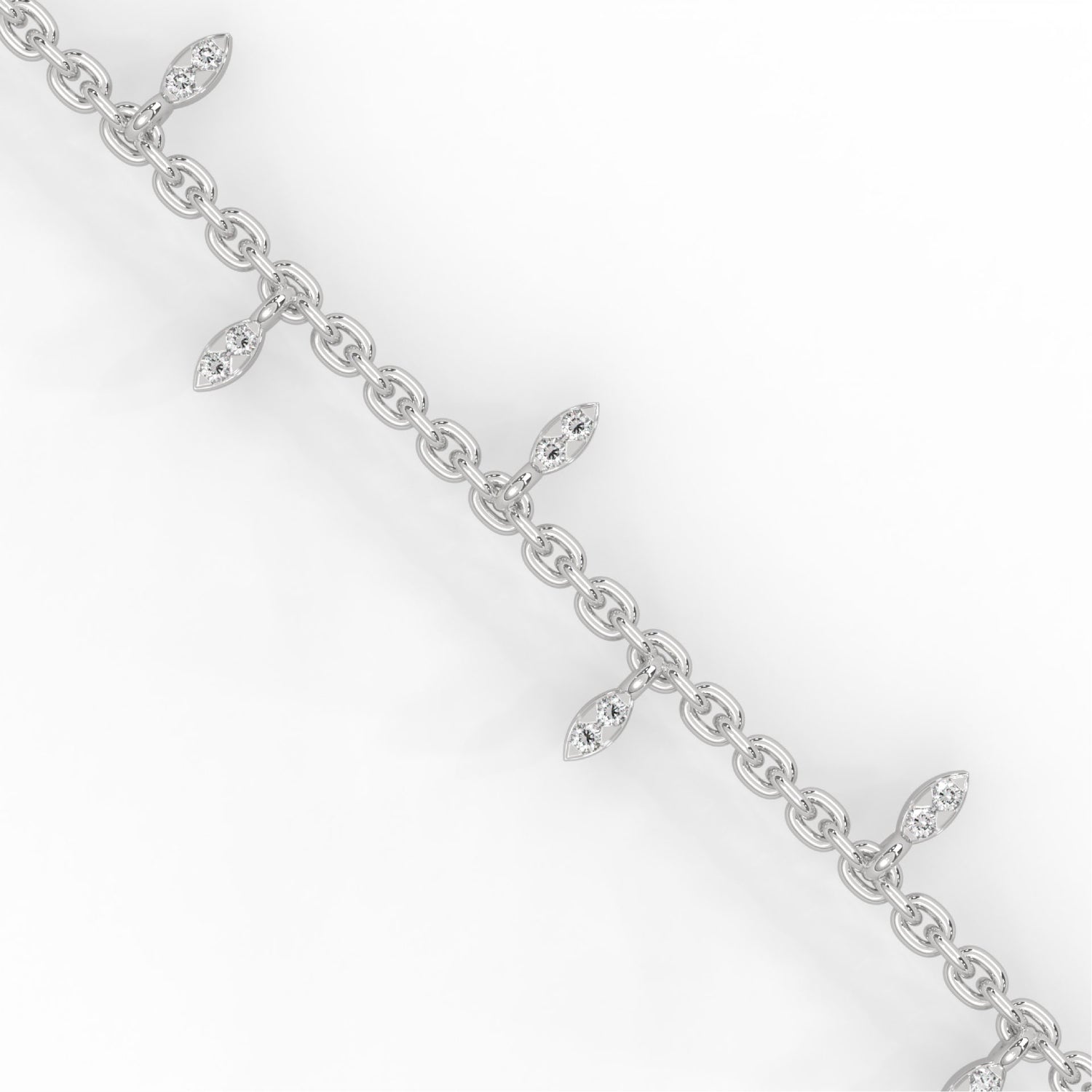 Lab-Grown Diamond Marquise Drop Chain Bracelet in White Gold