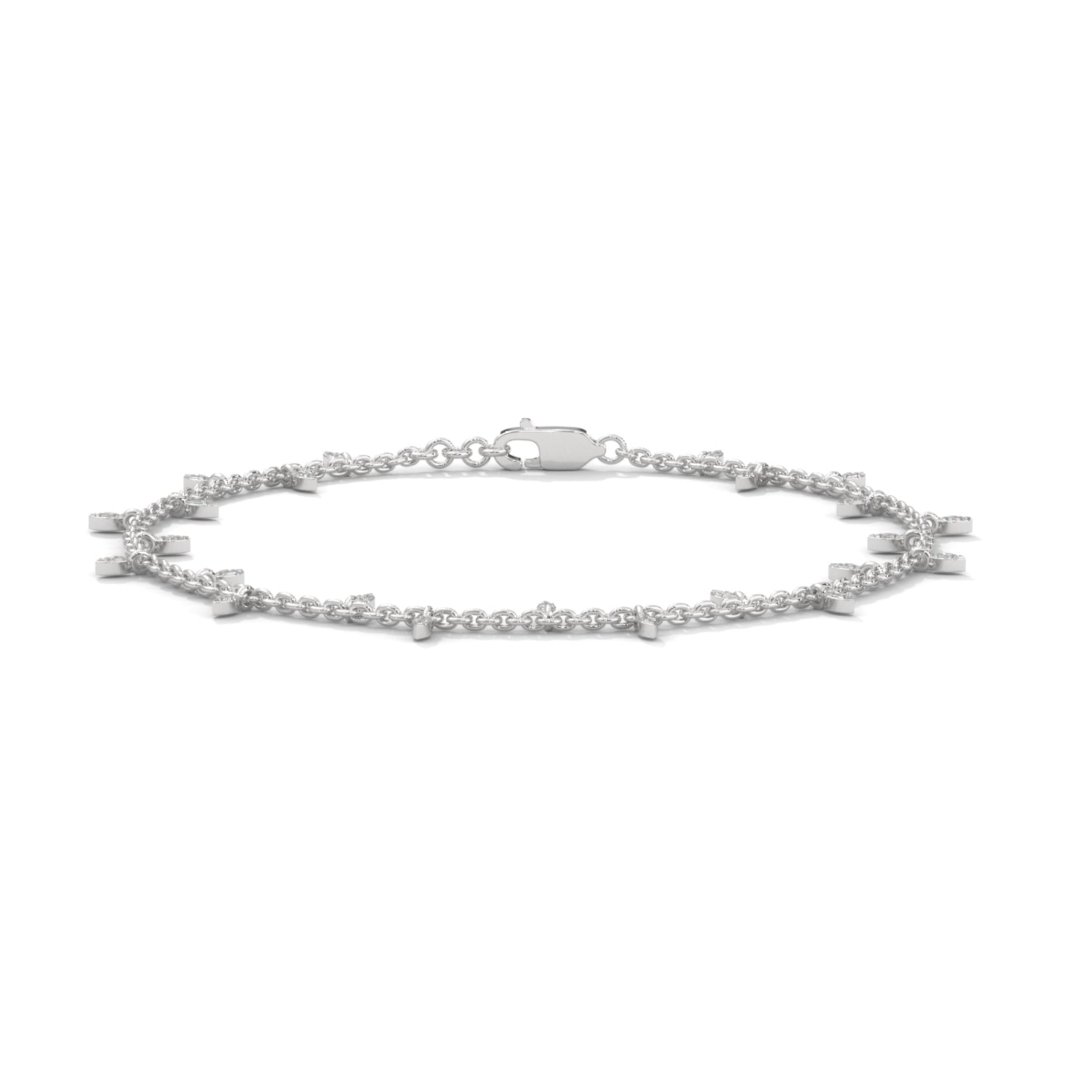 Lab-Grown Diamond Marquise Drop Chain Bracelet in White Gold