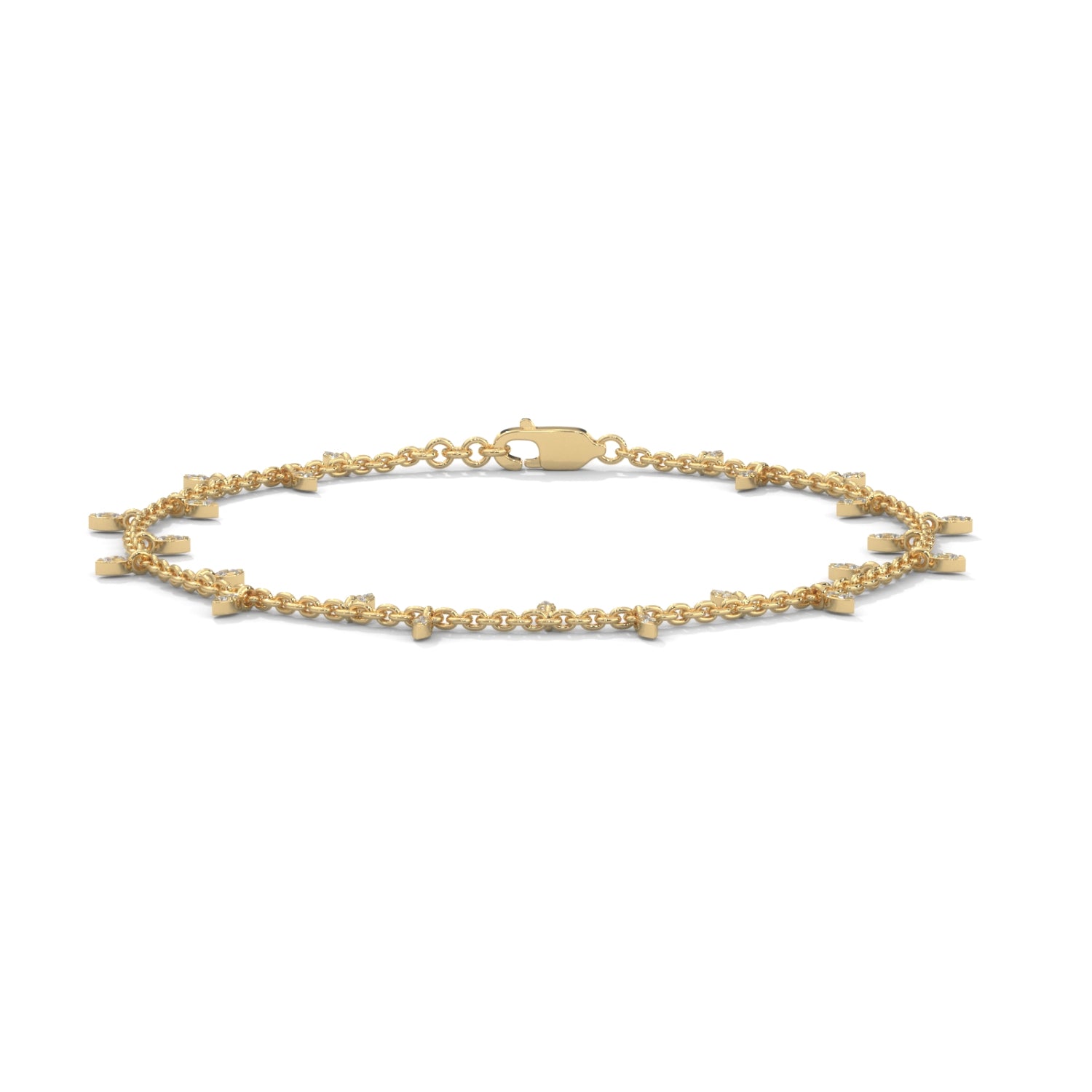 Lab-Grown Diamond Marquise Drop Chain Bracelet in Yellow Gold