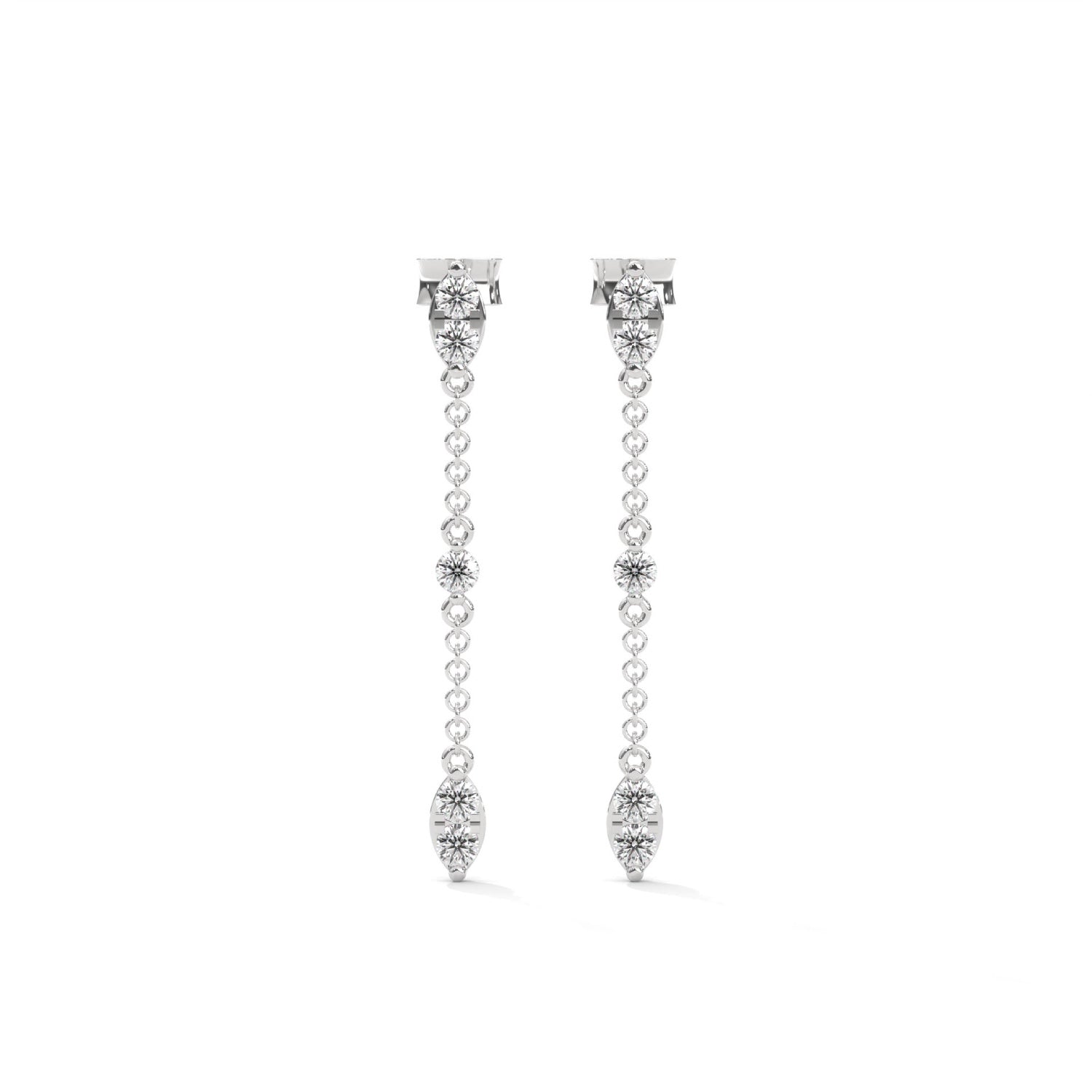Lab-Grown Diamond Marquise Station Drop Chain Earrings in White Gold