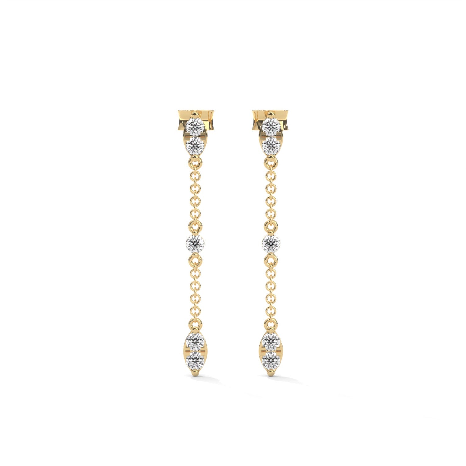 Lab-Grown Diamond Marquise Station Drop Chain Earrings in Yellow Gold