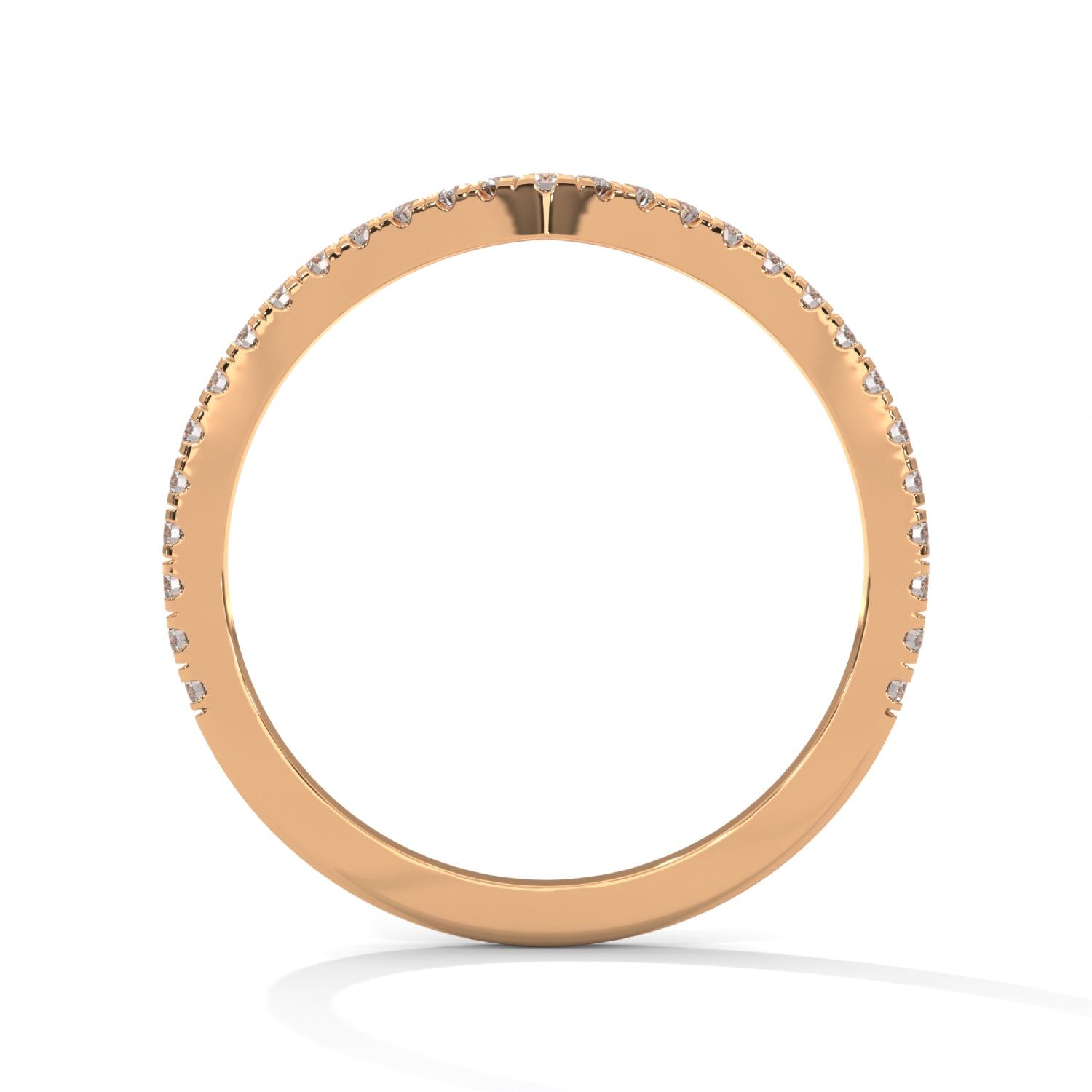 Lab-Grown Diamond Pavé Chevron Wedding Ring in Rose Gold