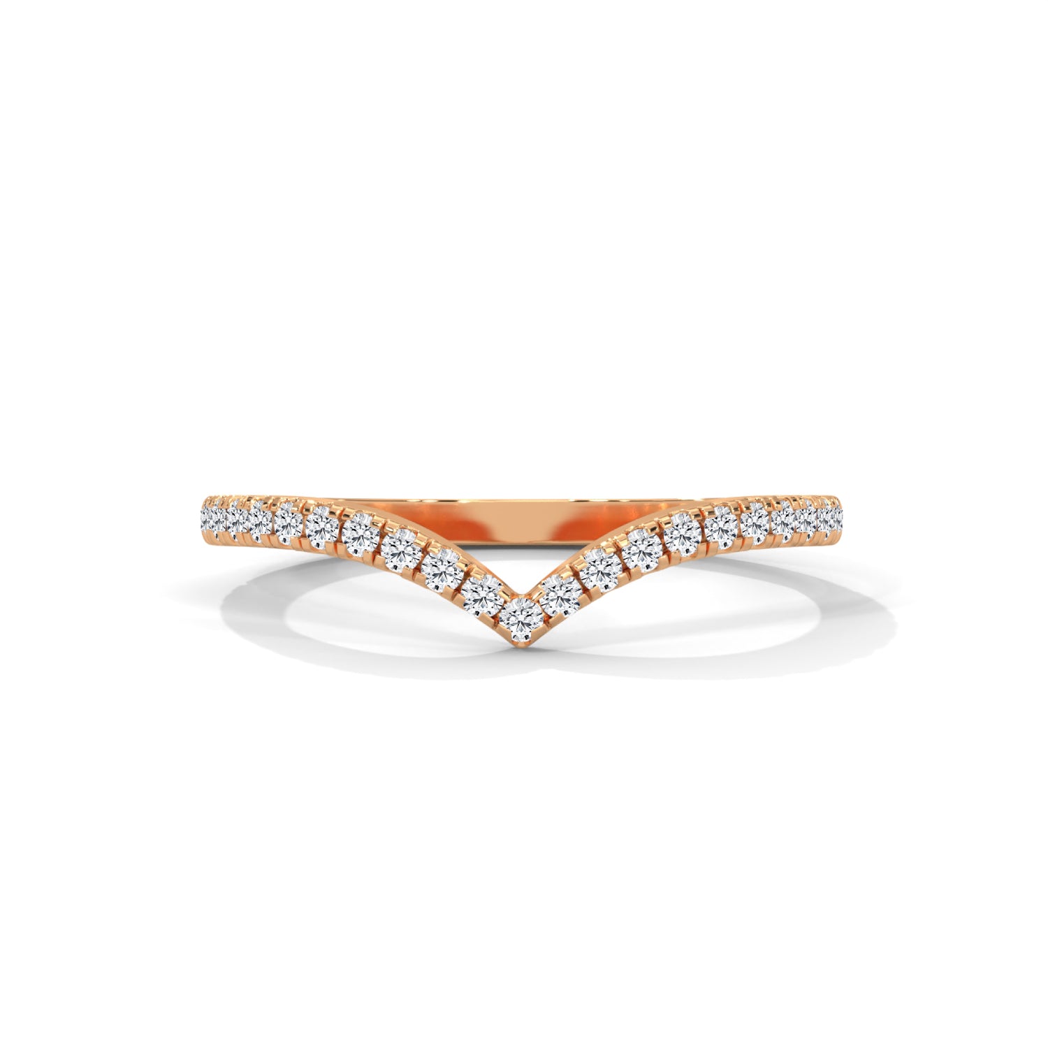 Lab-Grown Diamond Pavé Chevron Wedding Ring in Rose Gold