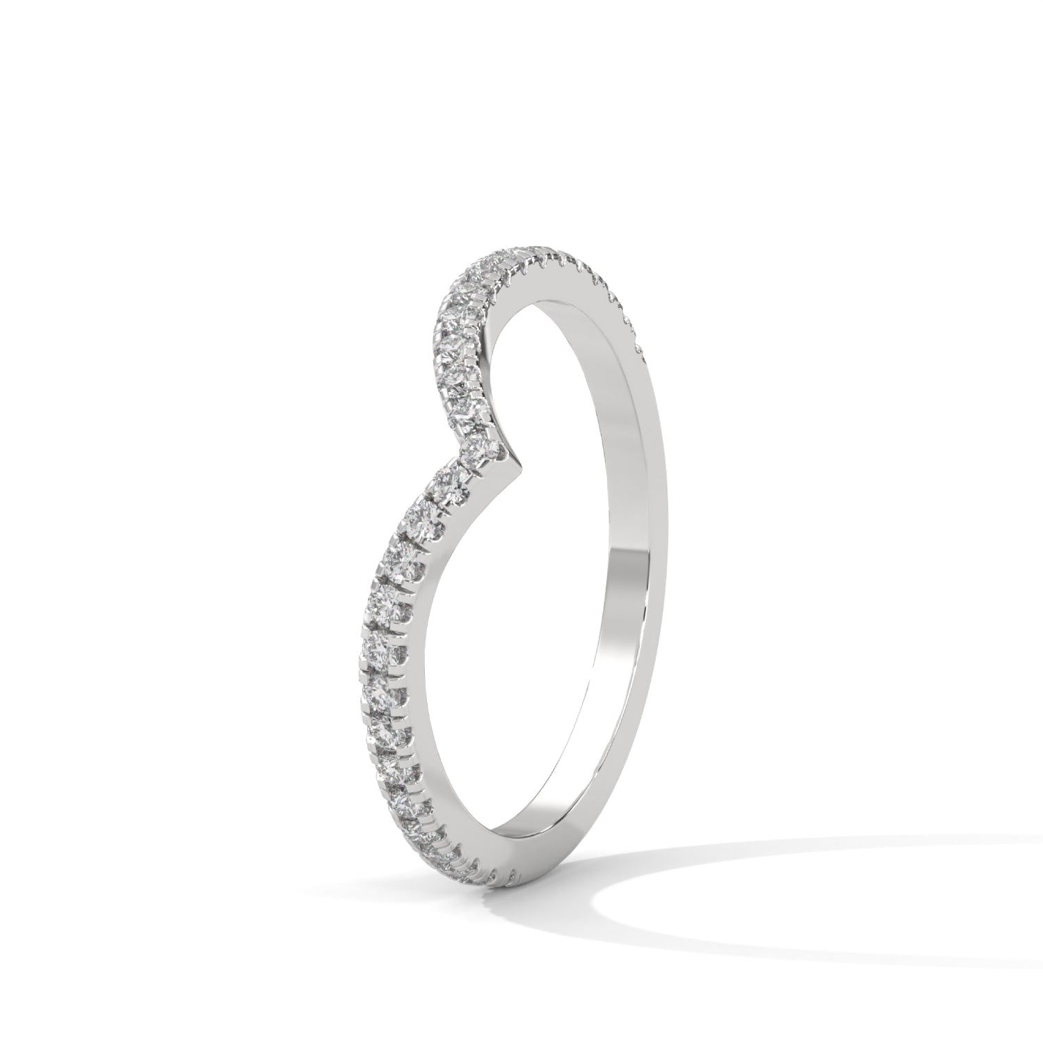 Lab-Grown Diamond Pavé Chevron Wedding Ring in White Gold