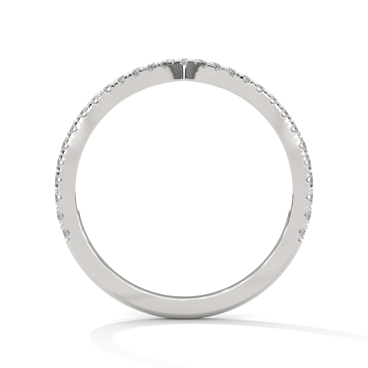 Lab-Grown Diamond Pavé Chevron Wedding Ring in White Gold