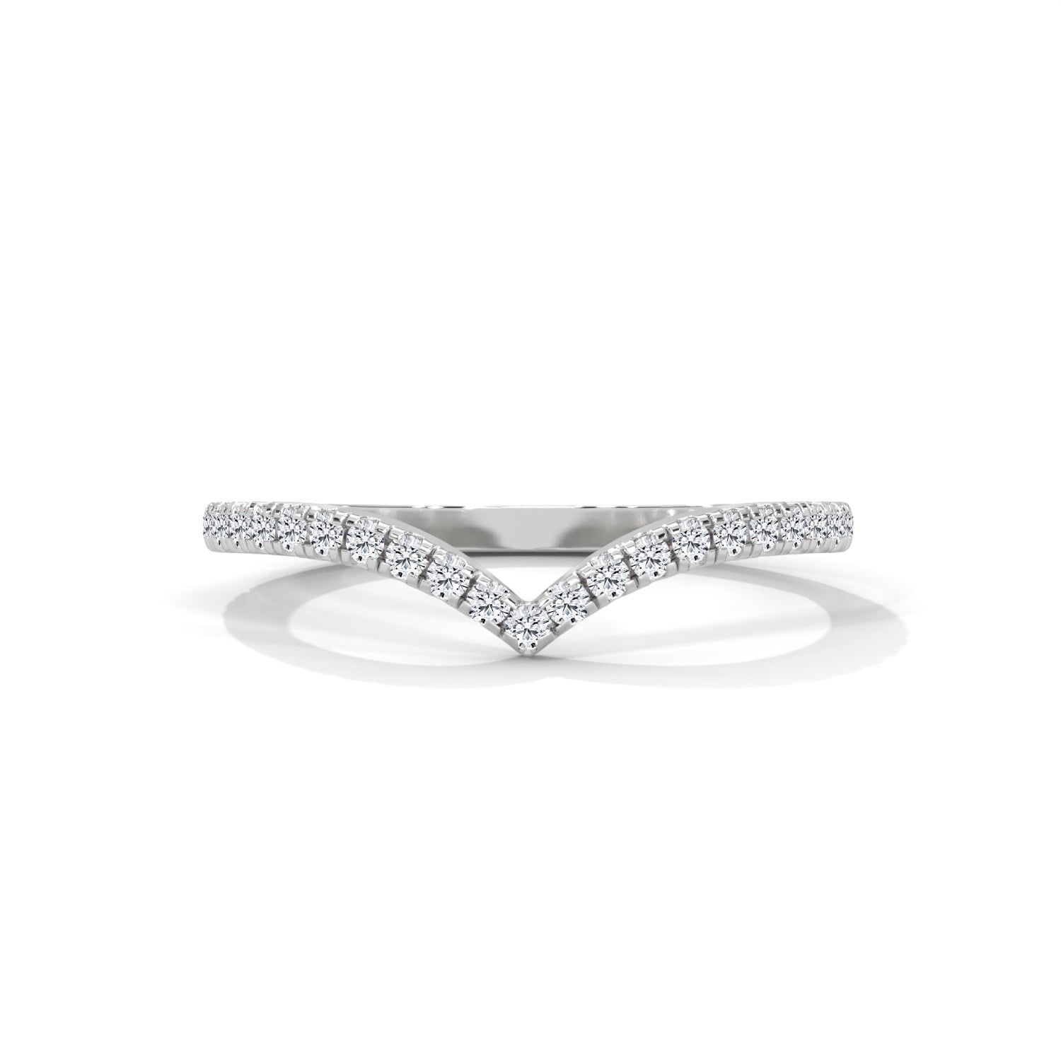 Lab-Grown Diamond Pavé Chevron Wedding Ring in White Gold