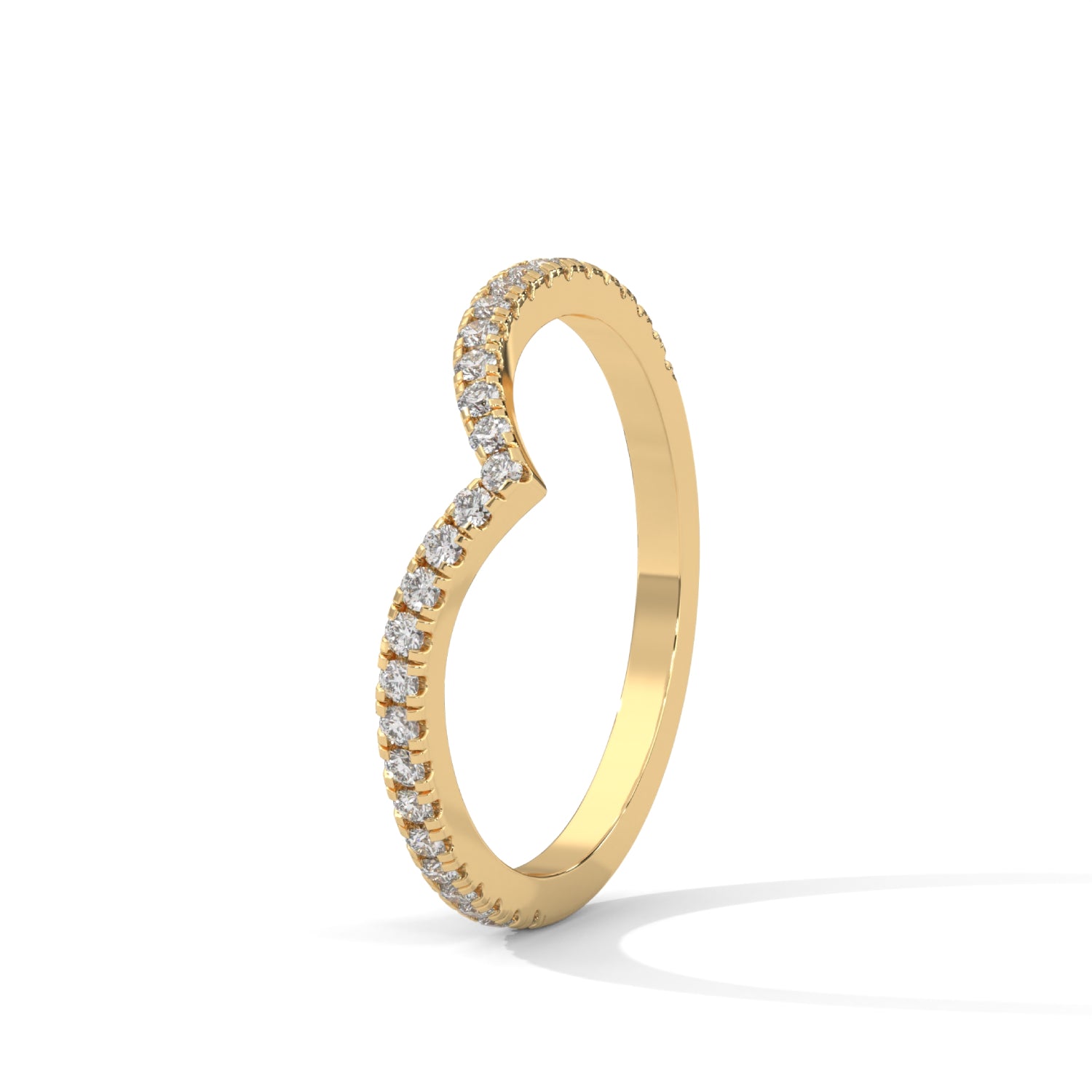 Lab-Grown Diamond Pavé Chevron Wedding Ring in Yellow Gold