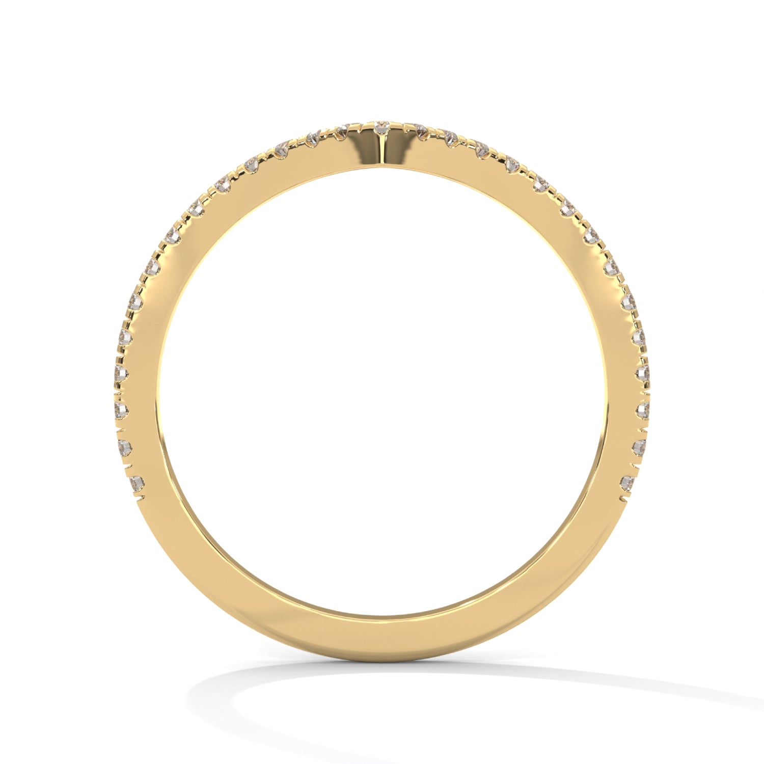 Lab-Grown Diamond Pavé Chevron Wedding Ring in Yellow Gold