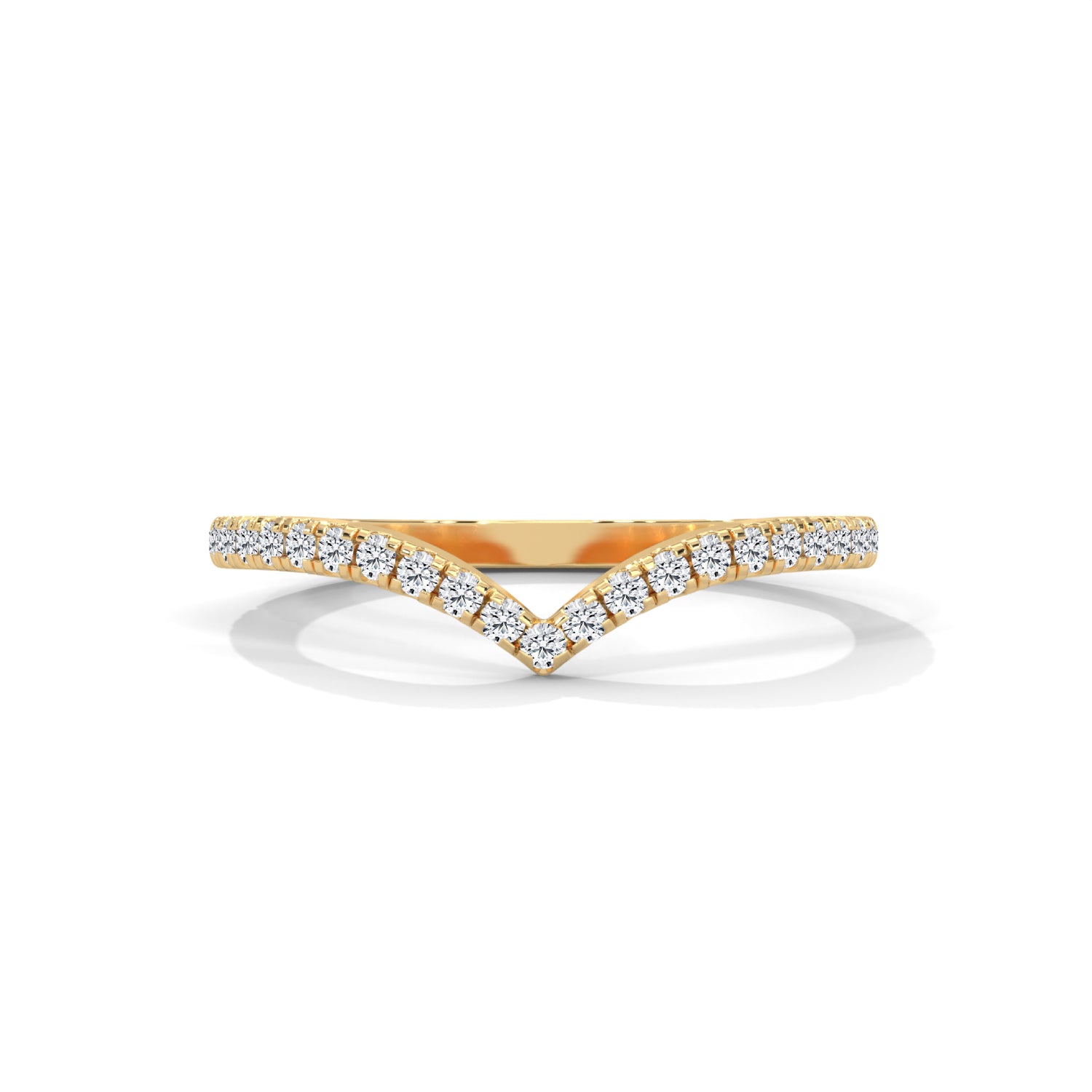 Lab-Grown Diamond Pavé Chevron Wedding Ring in Yellow Gold