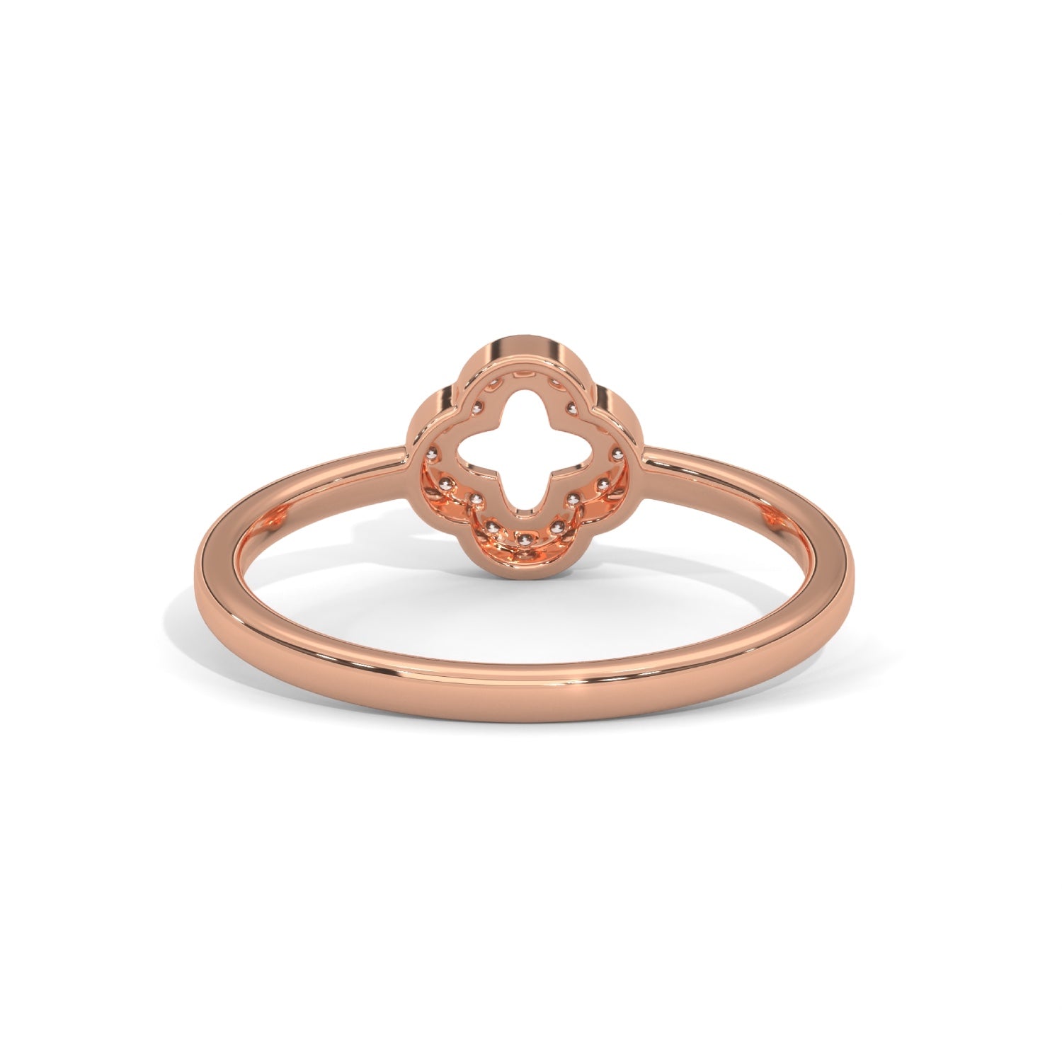 Lab-Grown Diamond Pavé Clover Motif Ring in Rose Gold