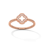 Lab-Grown Diamond Pavé Clover Motif Ring in Rose Gold