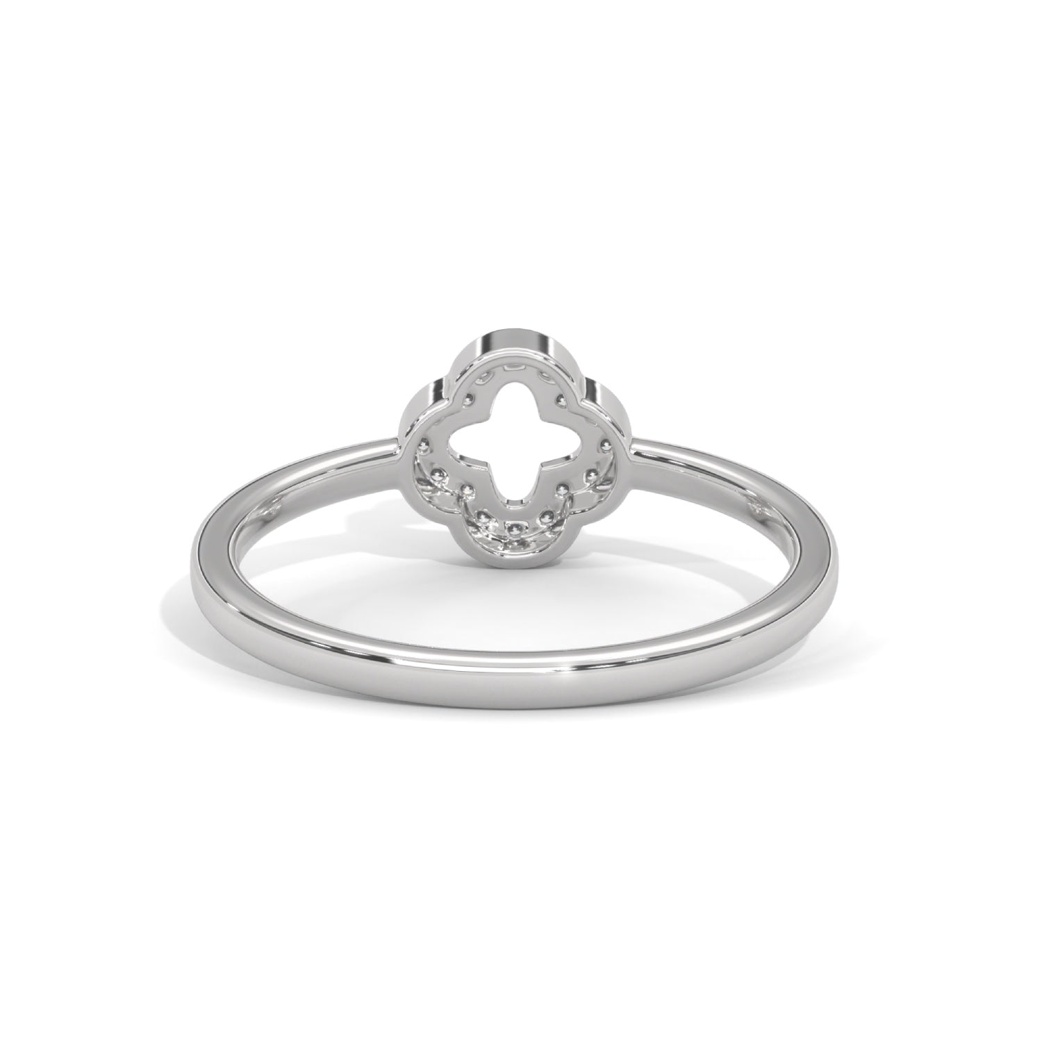 Lab-Grown Diamond Pavé Clover Motif Ring in White Gold