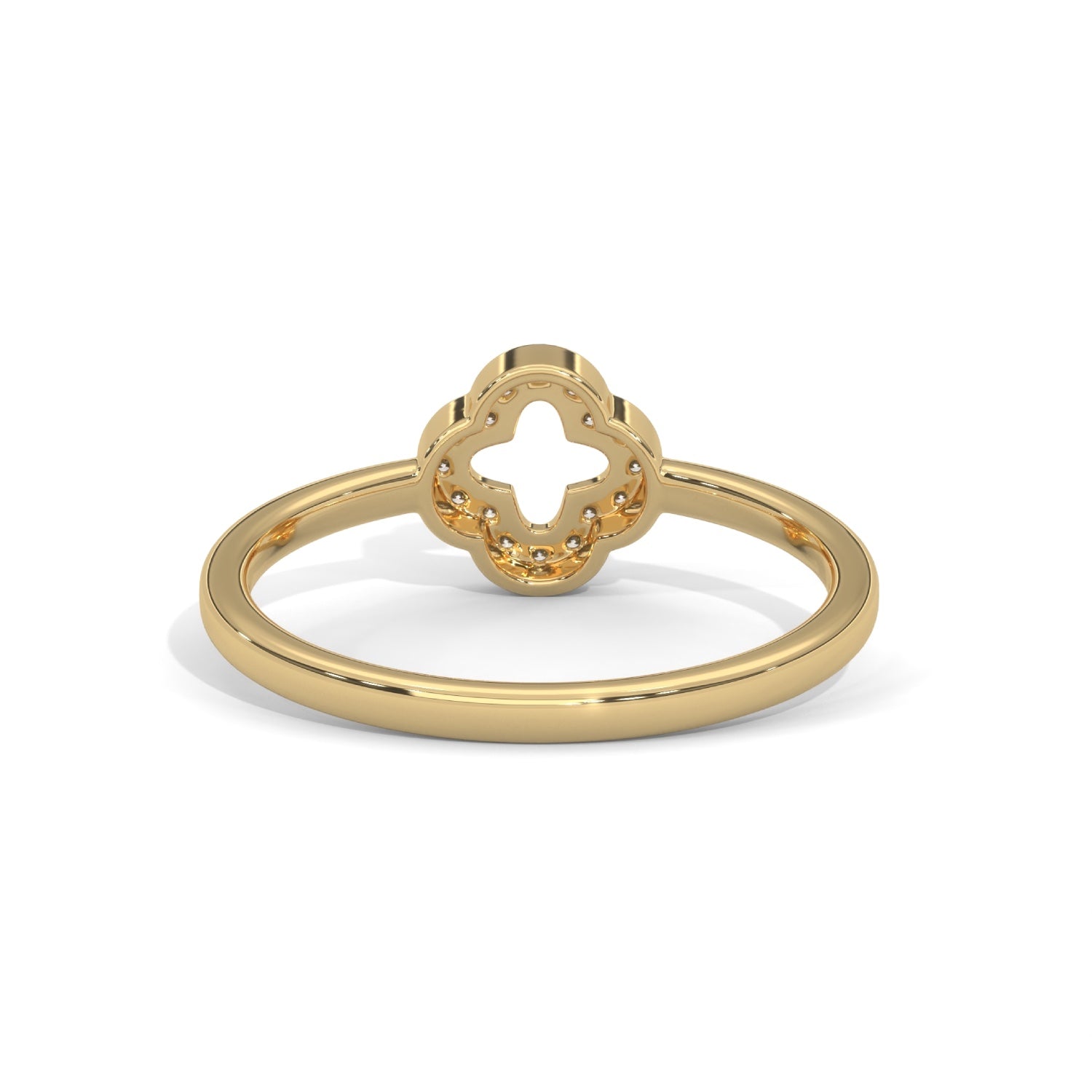 Lab-Grown Diamond Pavé Clover Motif Ring in Yellow Gold