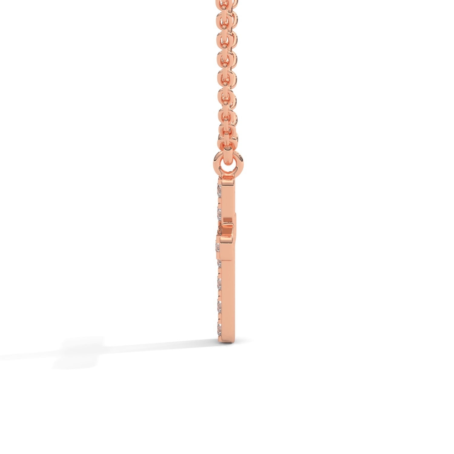 Lab-Grown Diamond Pavé Cross Pendant in Rose Gold