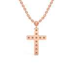 Lab-Grown Diamond Pavé Cross Pendant in Rose Gold