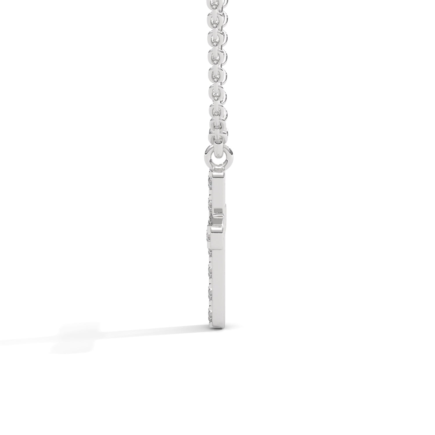 Lab-Grown Diamond Pavé Cross Pendant in White Gold