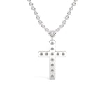Lab-Grown Diamond Pavé Cross Pendant in White Gold