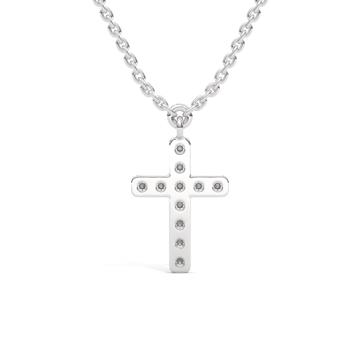 Lab-Grown Diamond Pavé Cross Pendant in White Gold