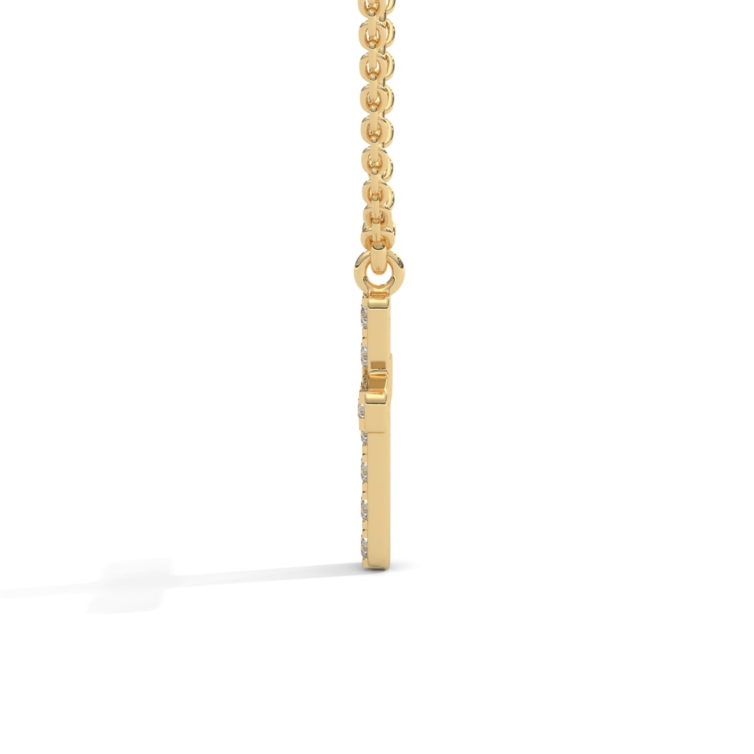Lab-Grown Diamond Pavé Cross Pendant in Yellow Gold