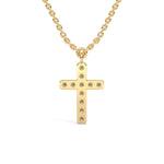 Lab-Grown Diamond Pavé Cross Pendant in Yellow Gold