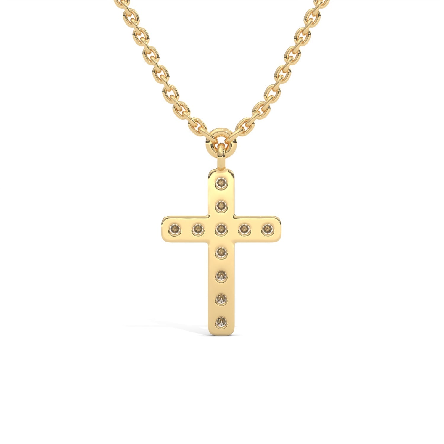 Lab-Grown Diamond Pavé Cross Pendant in Yellow Gold