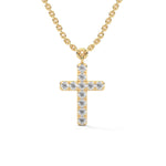 Lab-Grown Diamond Pavé Cross Pendant in Yellow Gold
