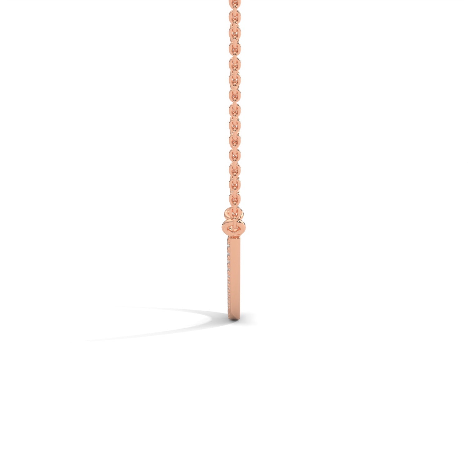 Lab-Grown Diamond Pavé Curved Bar Necklace in Rose Gold