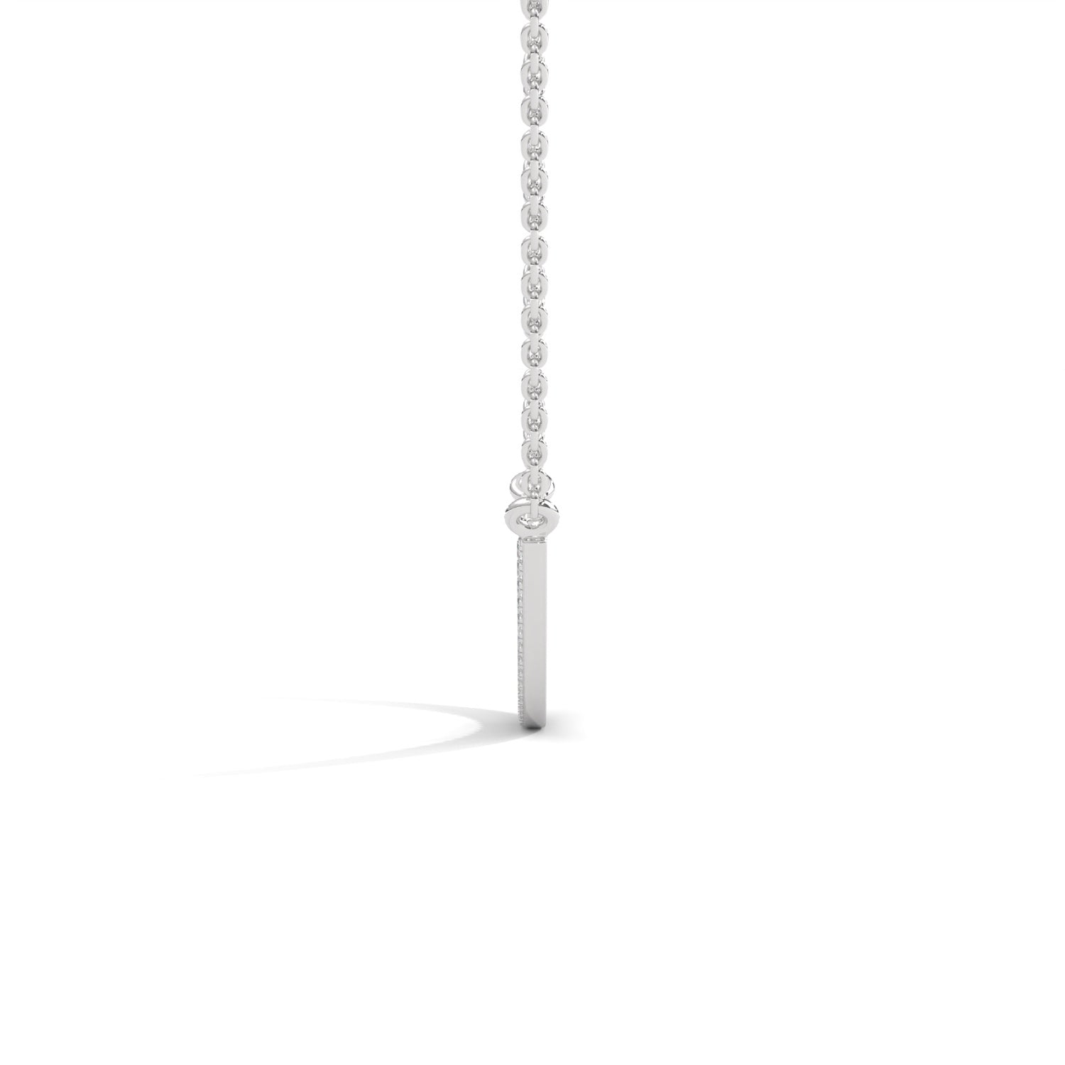 Lab-Grown Diamond Pavé Curved Bar Necklace in White Gold